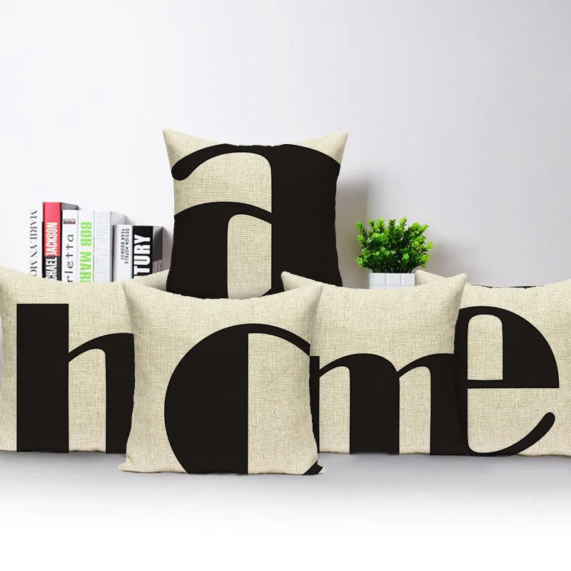 

Alphabet Printed Linen Pillow Case 26 Letters Cushion Covers Cat Cushion Cover Decorative 45*45cm