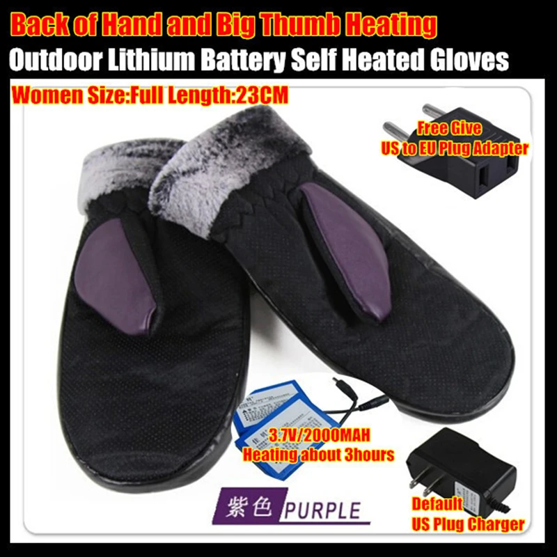 Женские и женские 2000 мАч зимние водонепроницаемые перчатки из искусственной