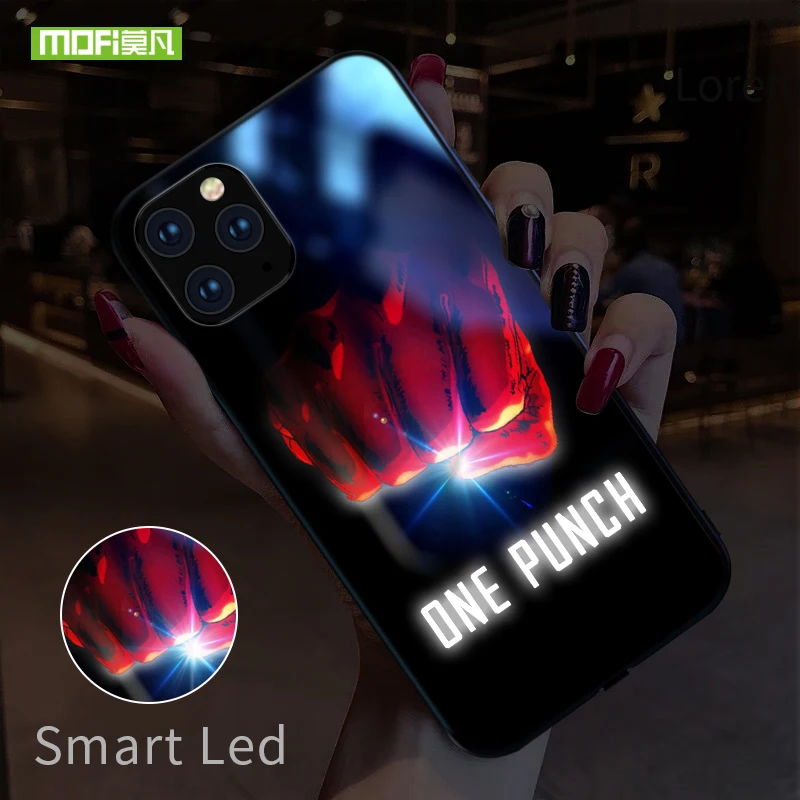 Для iPhone 11 Pro Чехол Smart Led Glow чехол для Max Funda Жесткий Силиконовый TPU с рисунком стекло