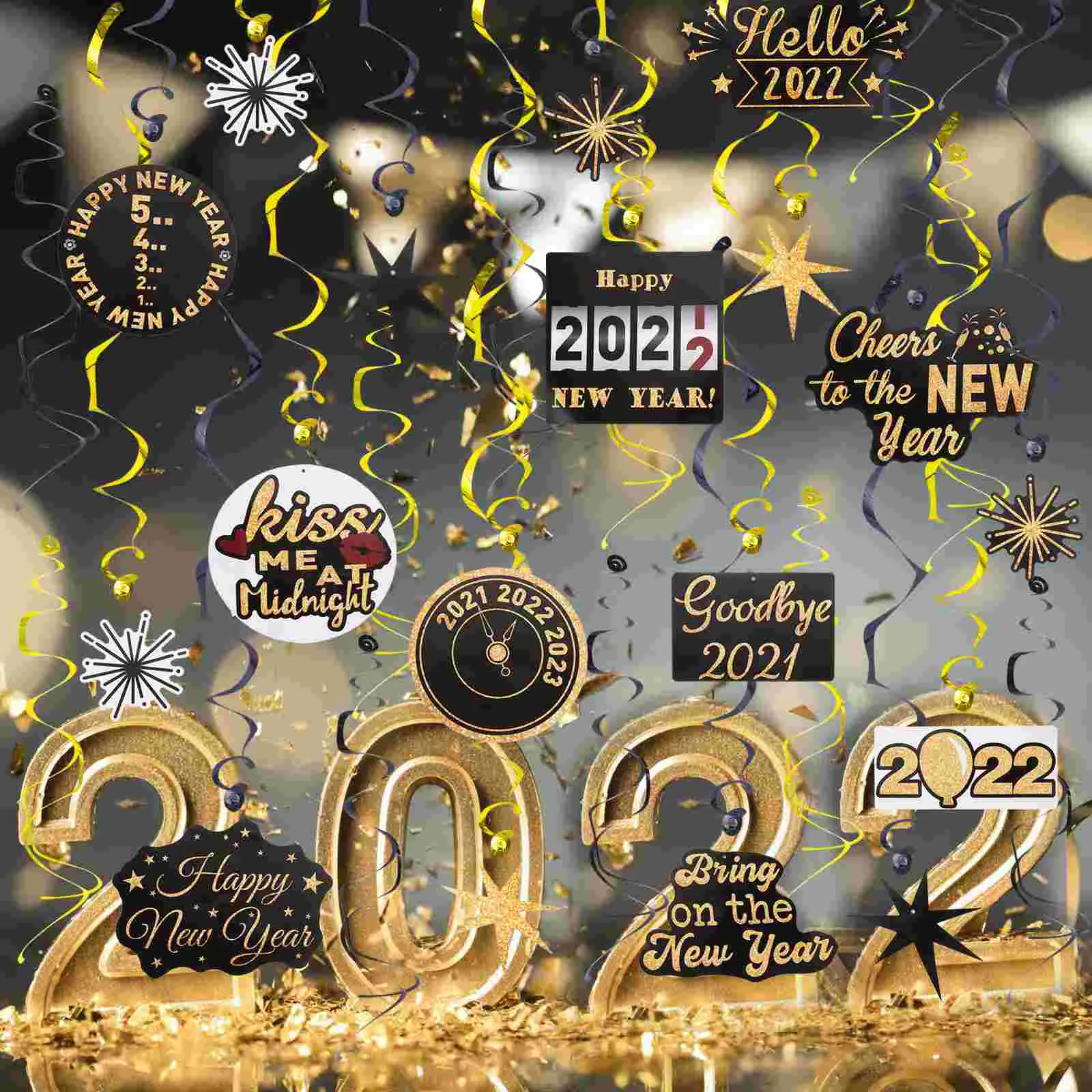 

30pcs New Year Swirl Decorations New Year Swirl Ornament Spiral Hanging Decor
