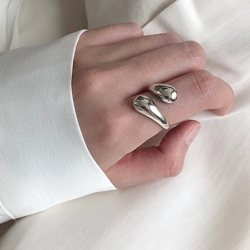 

Женское регулируемое кольцо в виде капли воды, универсальное ювелирное изделие из стерлингового серебра 925 пробы