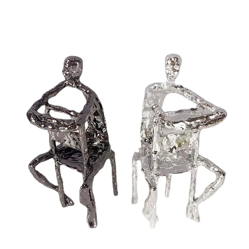 

Nordic Creative Abstract Chair Figure Artware Character Sculpture Home Decoration Accessories Modern Art Metal Statue Craft