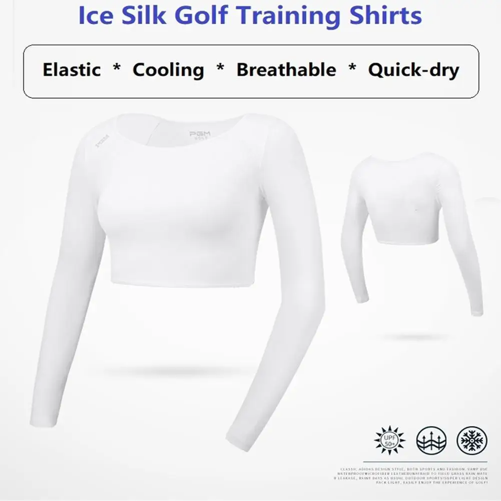 

Одежда для гольфа, Женская Солнцезащитная футболка из вискозы с длинными рукавами, женская рубашка, Быстросохнущий тонкий укороченный топ, ...