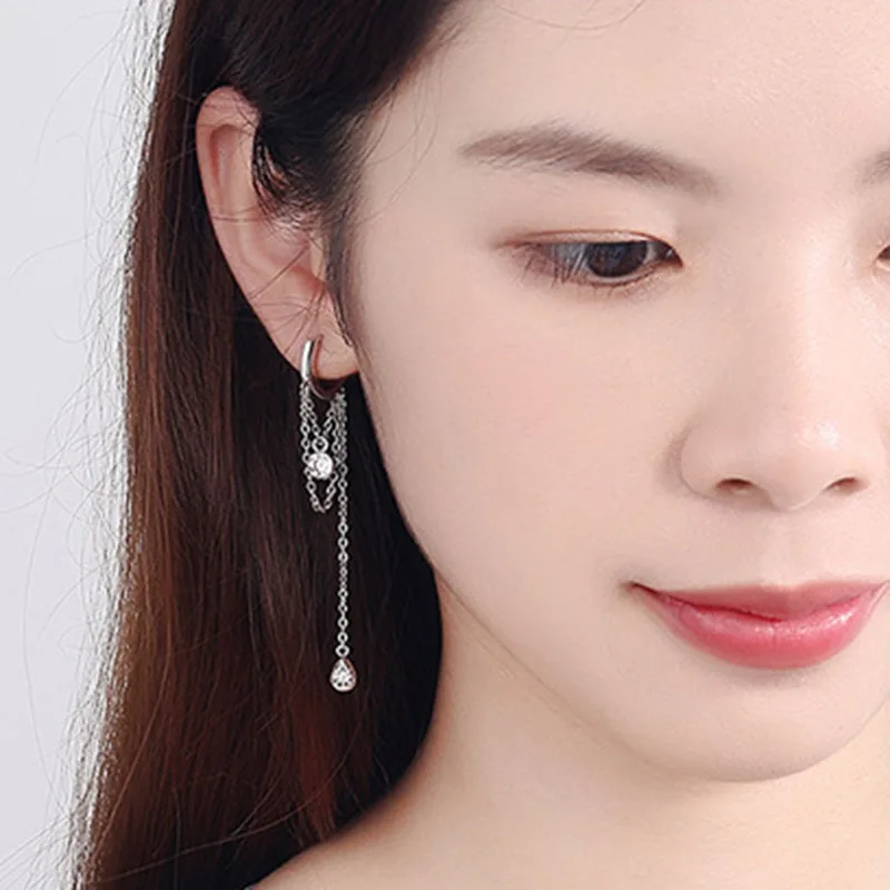 

Mewanry 925 Sterling Silver Drop Earrings for Women Fashion Elegant Zircon Tassel Party Jewelry Birthday Gifts Prevent Allergy