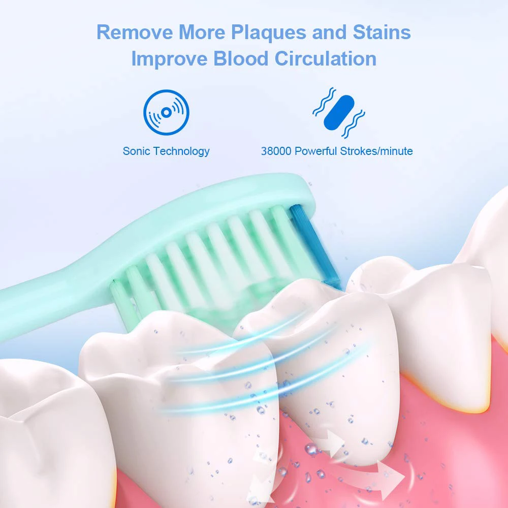 Звуковая электрическая зубная щетка для взрослых USB перезаряжаемая