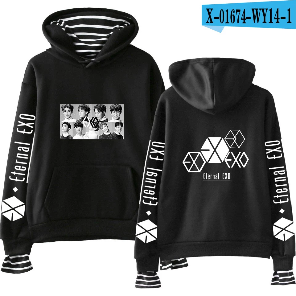 D EXO PLANET#5 толстовки KPOP хлопковые водолазки негабаритный свитер с капюшоном для женщин EXO PLANET#5 толстовки moletom плюс размер - Цвет: D