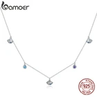 Bamoer подлинное серебряное ожерелье из ракушек 925 пробы Серебряное синее кубическое ожерелье для любви подарок для девушки эффектные ювелирные изделия SCN454