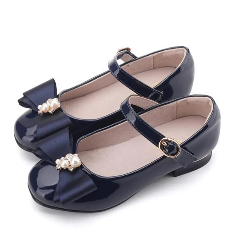 

New Fashion Leather Shoes Girls Princess High-heeled Party Performance Kids Dance Shoes Student Baby Boat Moccasins Children 04
