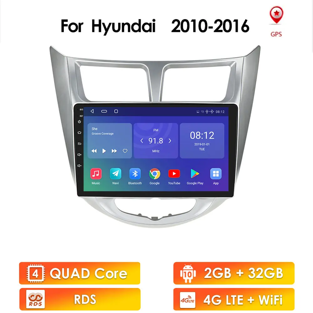 

Мультимедийная система для Hyundai, стерео-система на Android 10, с экраном 8 дюймов, с GPS, видеоплеером, эквалайзером, для Hyundai Solaris, Verna, 2010, 2011, 2012, 2013, ...
