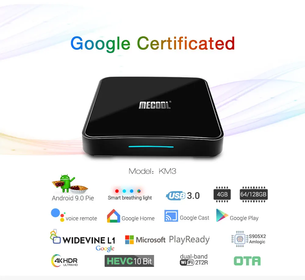 ТВ-приставка MECOOL KM3 A Android 9,0 2,4G/5G Dual Wifi Amlogic S905X2 100M LAN 4 Гб ram 64 Гб 128 ГБ EMMC tv box KM9 Pro 4 ГБ 32 ГБ