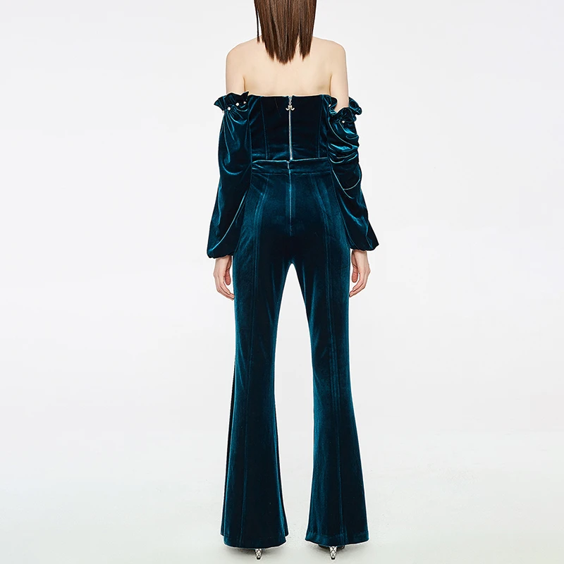 Женские брюки Бархатные Топы с открытыми плечами и высокой талией |
