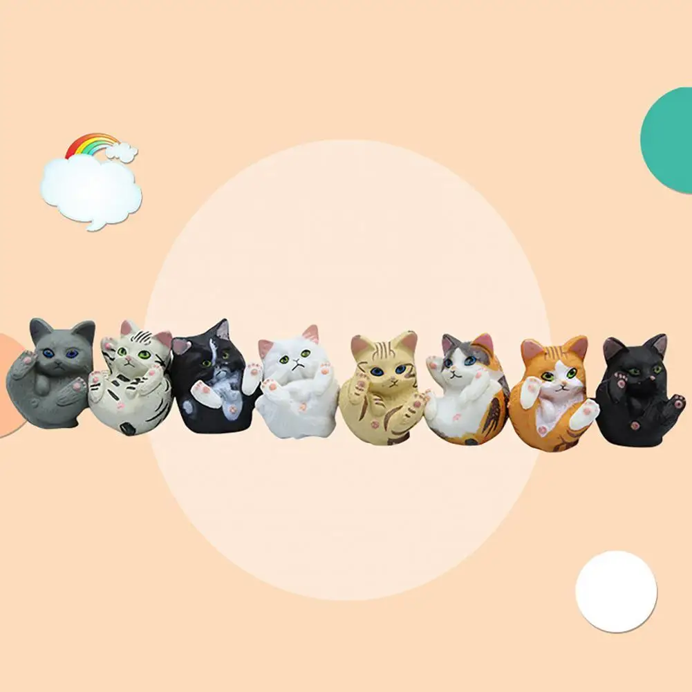 

8Pcs Model Doll Cartoon Cats Design Simulation PVC Creative Decor Decor for Desktop Birthday Gifts Customer Favors Craft Toys