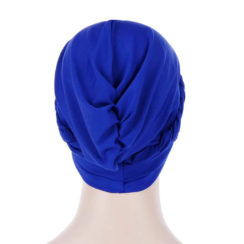

Forehead Cross Turban Bonnet For Women Pure Color Cotton Braid Inner Hijabs Indian Wrap Hijab Underscarf Caps Muslim Headdress