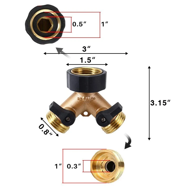 Solid Brass Body Backyard 2 Way Y Valve Garden Hose Connector Splitter Adapter with Comfort Grip (2 Way) | Дом и сад