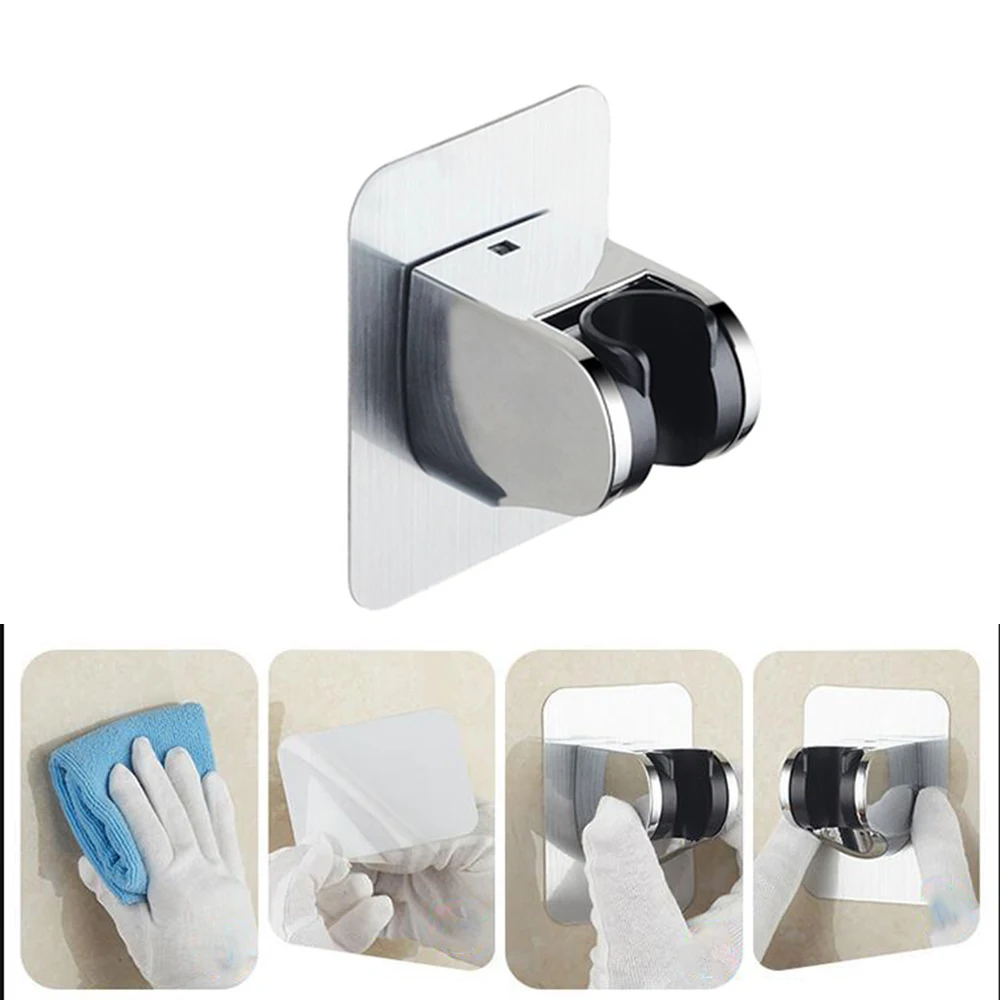 Регулируемый хромированный держатель для душевой лейки самоклеящийся кронштейн