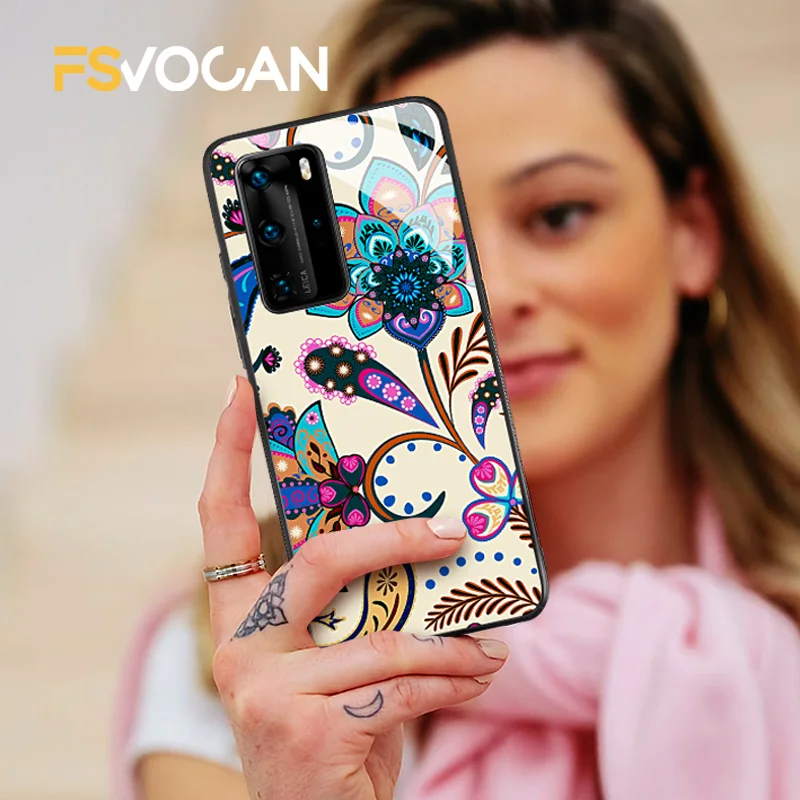 

Phone Case For Huawei P30 P40 P20 Lite E Pro 4G Honor 10 10i 20 30 Plus 8X 9X Nova 5T 5G Pretty Floral Cover Lace Mandala Flower