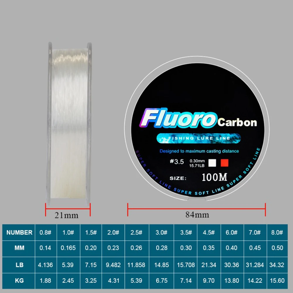

100m Fluorocarbon Fishing Line Carbon Fiber Leader Line Fly Fishing Line Super Soft Line