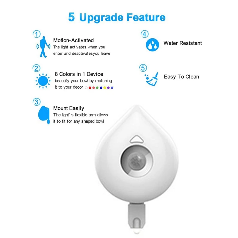 

LED Toilet Seat Night Light Motion Sensor WC Light 8 Colors Changeable Lamp AAA Battery Powered Backlight for Toilet Bowl Child