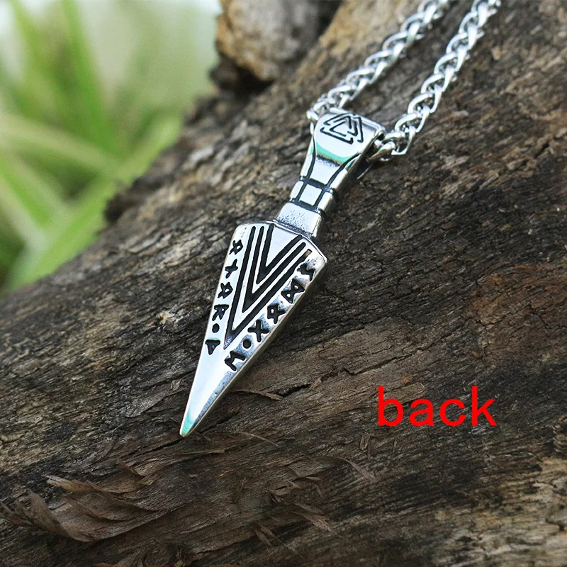 1pcs Norse Viking valknut Triangle arrow rune pendant men Cool necklace stainless steel with viking letter |