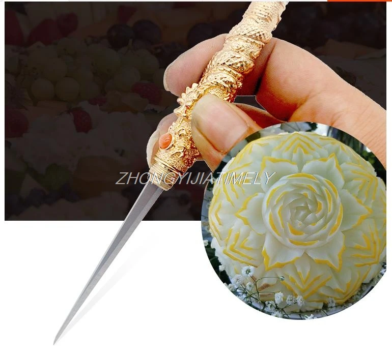 Нож шеф повара с золотым Драконом нож для резьбы по еде фруктам и овощам кухонный