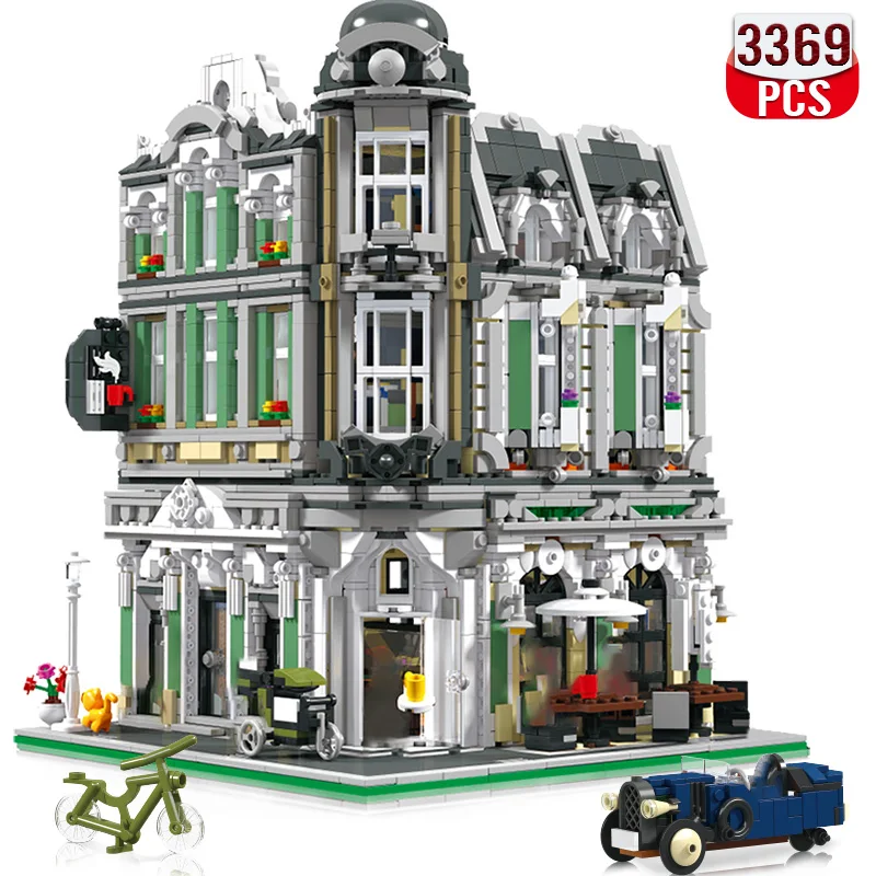 3369 шт. высокотехнологичные строительные блоки Street View джаз кафе магазин