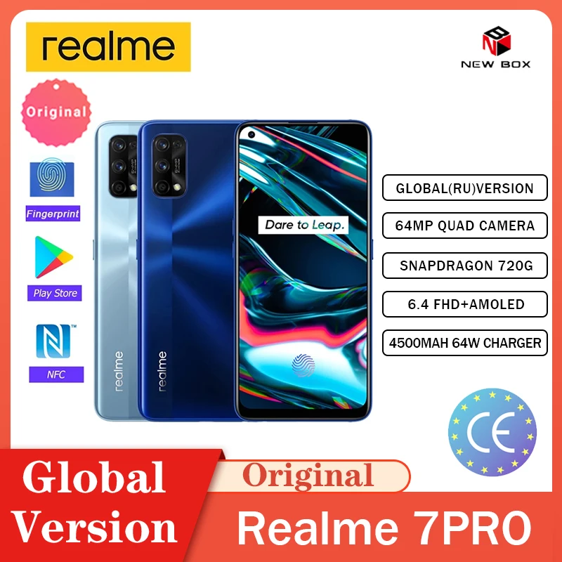 Realme 7 Pro 8 ГБ 128 супер полный экран 4500 мАч 65 Вт 64 мегапиксельная четырехъядерная