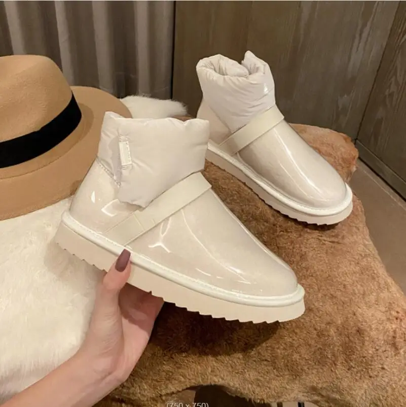 

2021 autumn winter snow boots Ladies brand waterproof Down cotton shoes warm Short boots fur Waterproof Velcro women's Boots