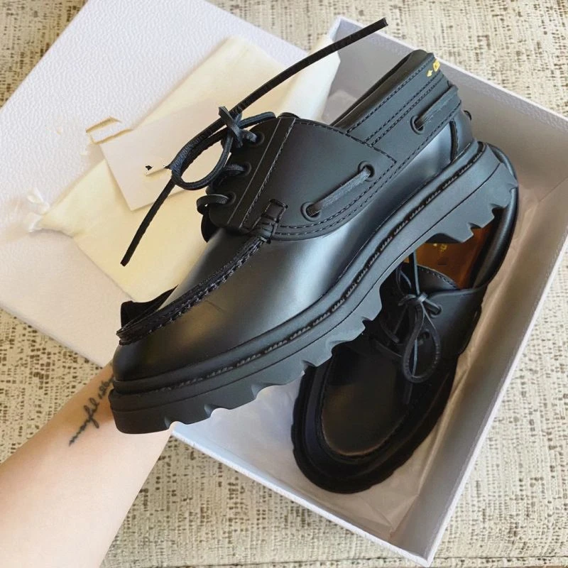 

Lace-up shoes Woman Round Toe Thick Bottom Loafers Genuine Leather Fashion Pure Color Casual Shoes For Women Casual Shoes 2021