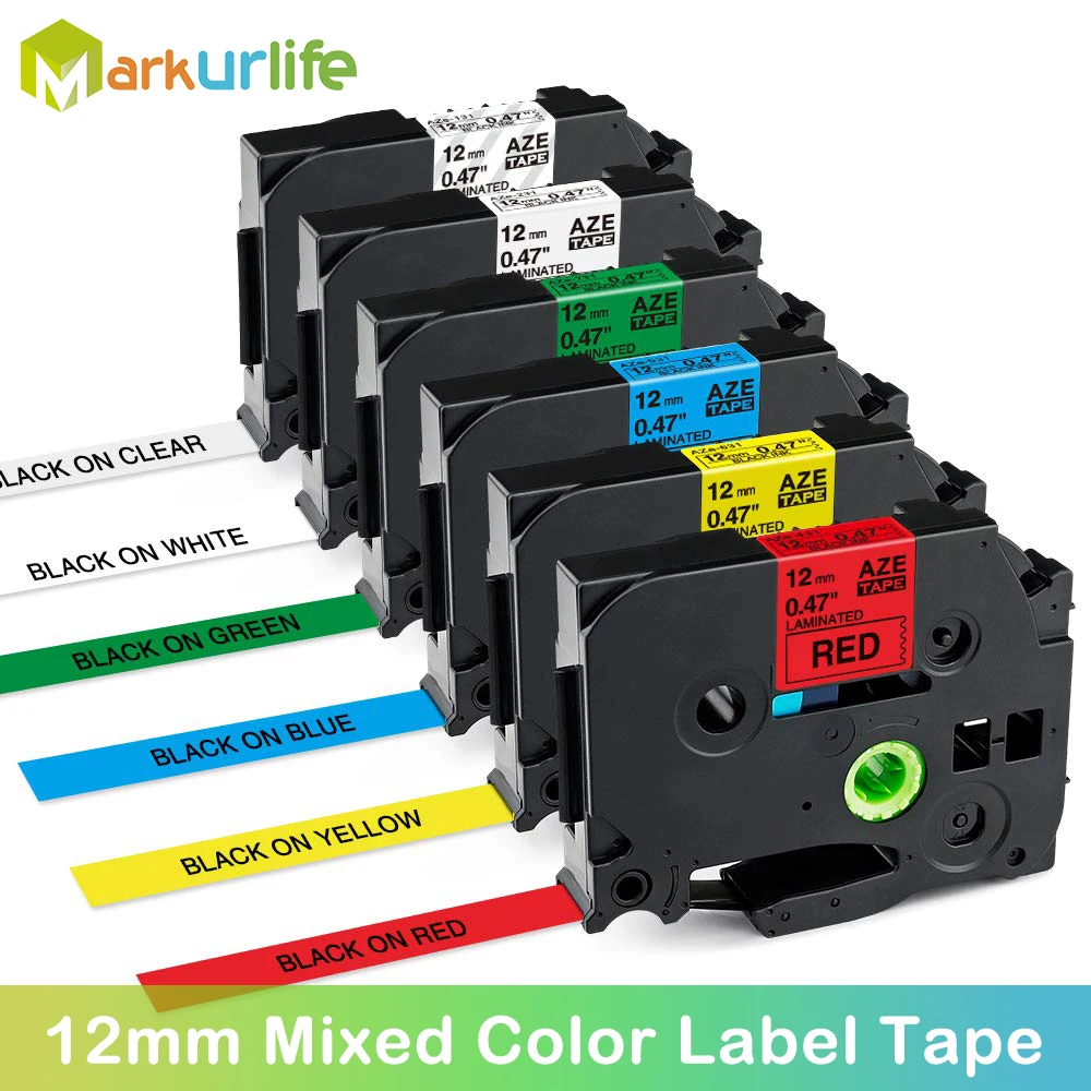 Markurlife 6 шт. запечатанных лент 12 мм Совместимость для Brother TZe 131 231 431 531 631 731