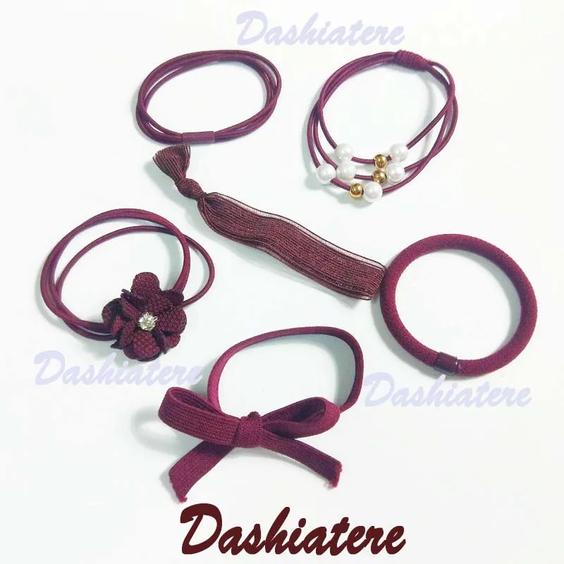 Резинки для волос в Корейском стиле бордовые Красные эластичные ленты с бантом
