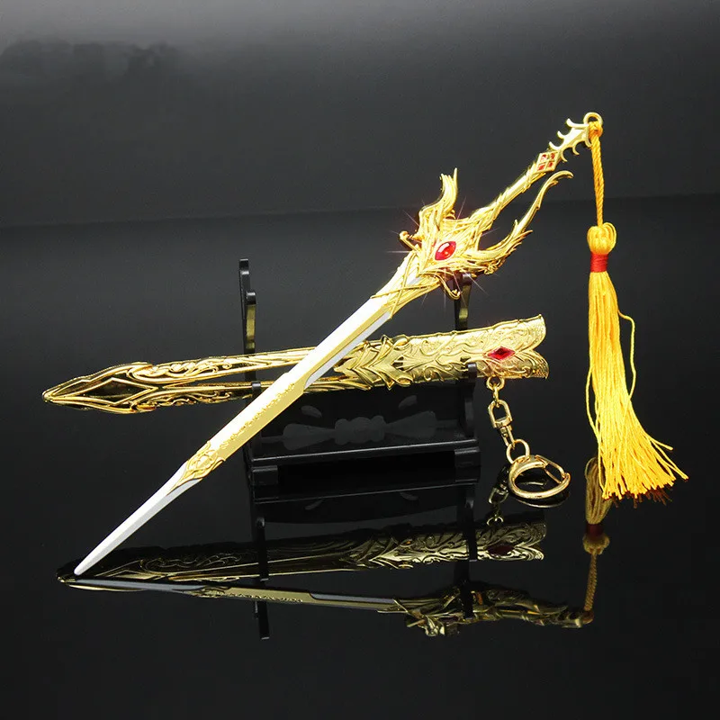 

Anime Peripheral Alloy Qianren Snow Sword 22cm Metal Weapon Model Office Decoration Knife Sheath Unblade Collectible Toy Gifts