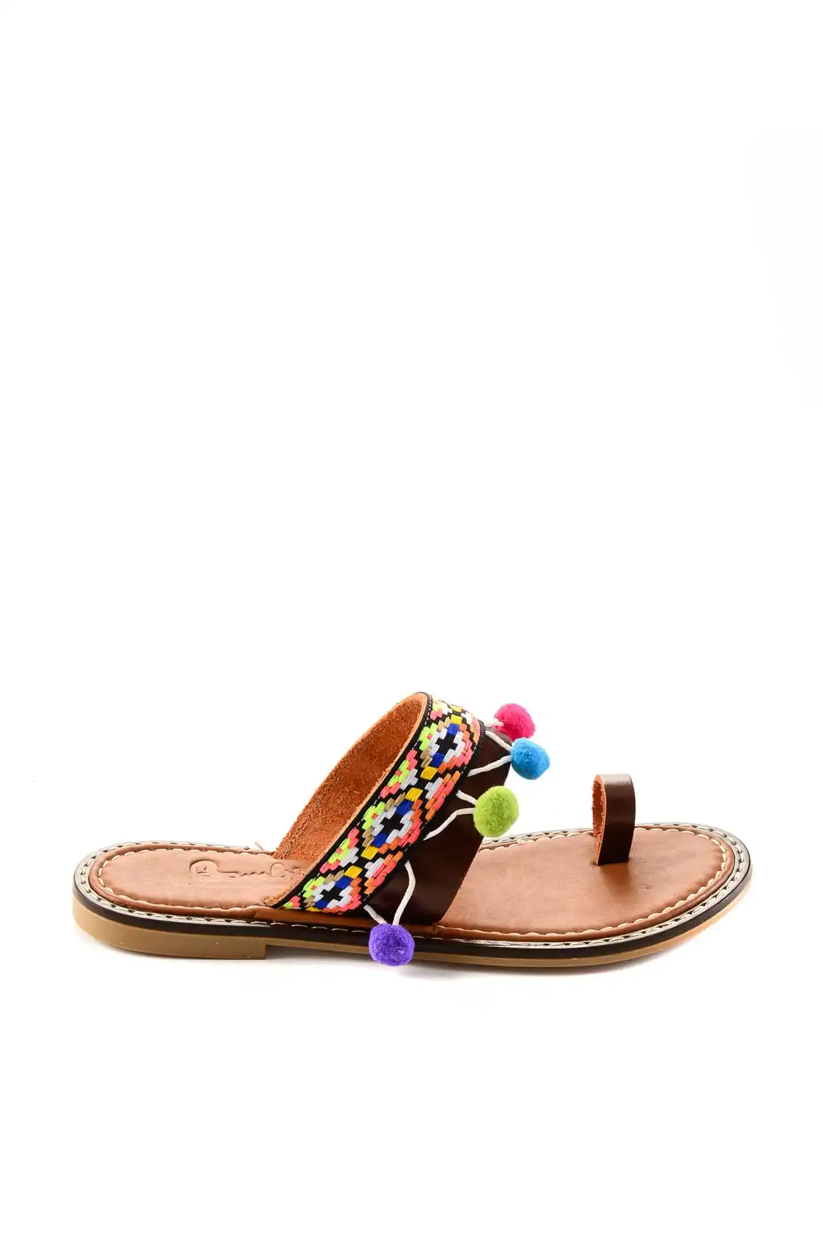 Bambi Genuine Leather Coffee Women 'S Slippers H0602808303 | Обувь