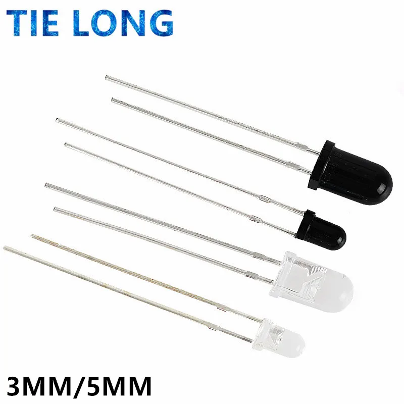 

10pairs 3mm 5mm 940nm LEDs Infrared Emitter and IR Receiver Diode Diodes 301A for arduino