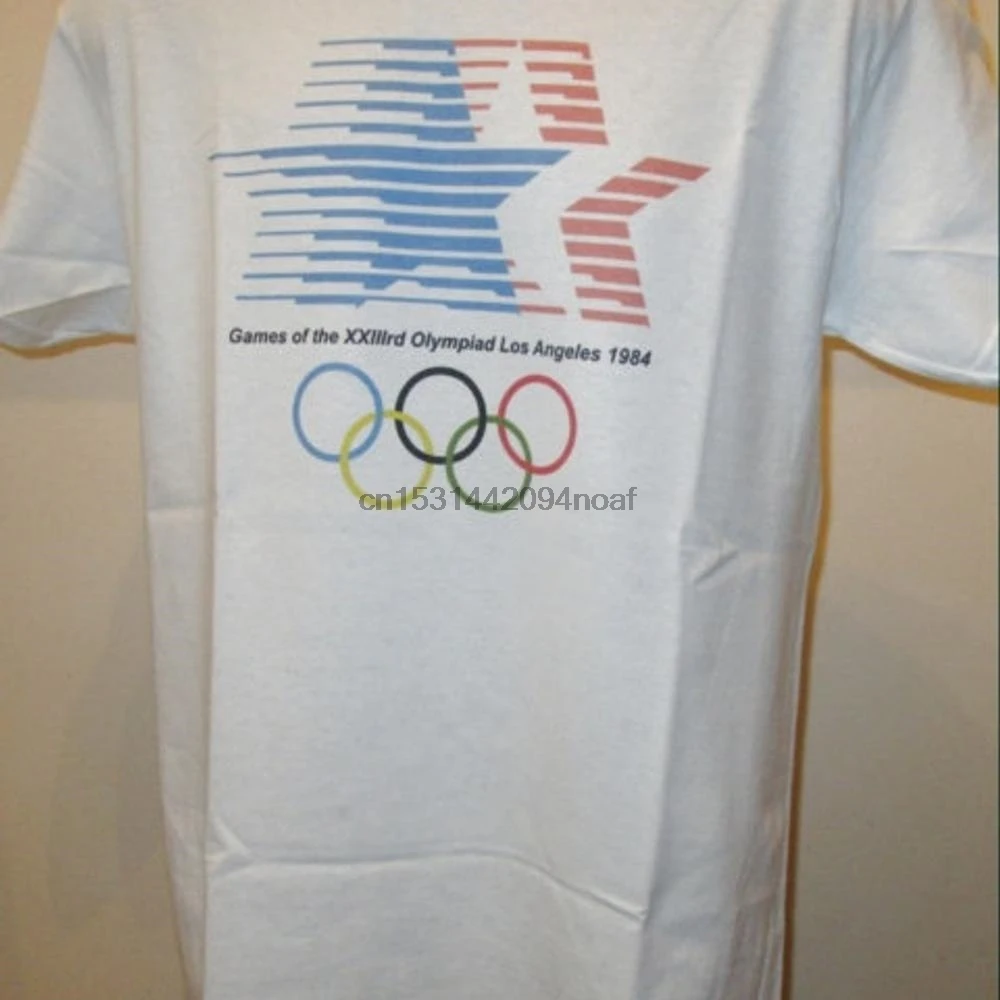 Футболка с логотипом Лос Анджелеса 1984 красная белая синяя звезды ретро