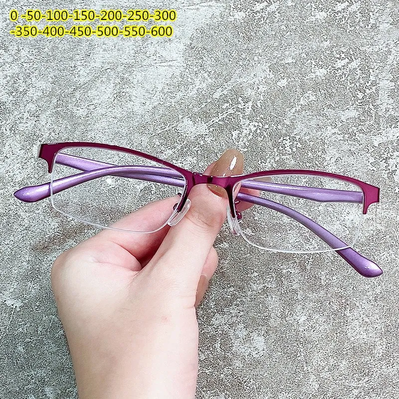 

Metal half frame glasses frame for women and men myopia glasses | anti-blue glasses elbru-0-1-1.5 -2 -2.5 -3 -3.5-4-4.5-5.0-6.0
