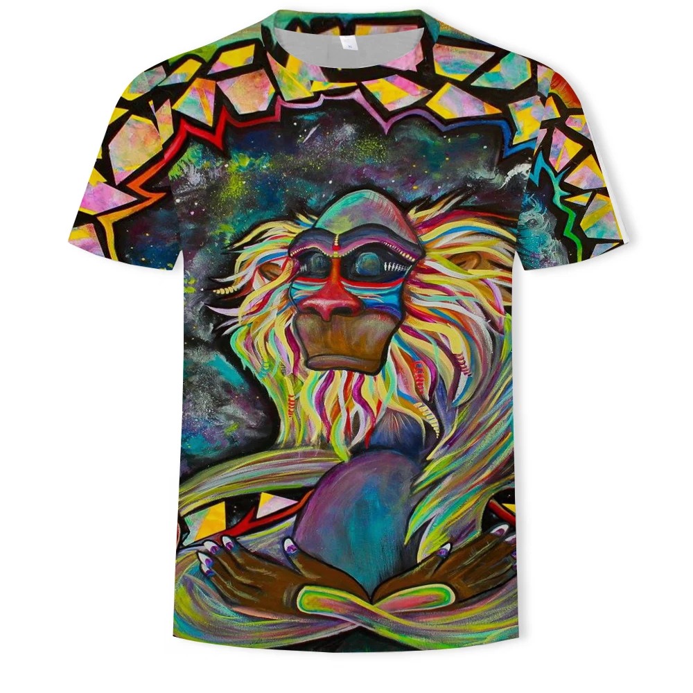 

2021 summer new 3D digital printing T-shirt anime graffiti pattern fashion ○ collar short-sleeved T-shirt