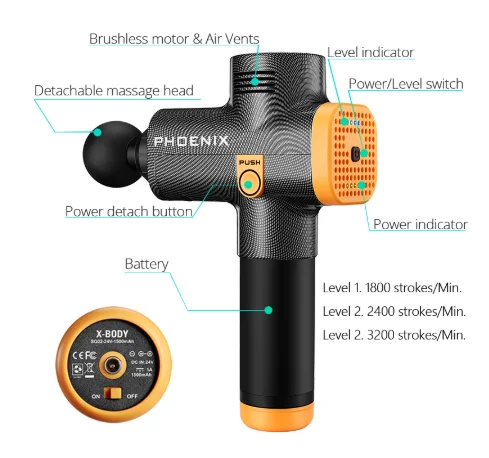 Феникс А2 пистолет для массажа Мышц Массажер глубоких тканей терапия тренировки