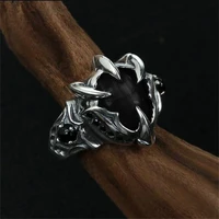 stone claw ring for men gothic retro style silver color finger jewelry biker ring