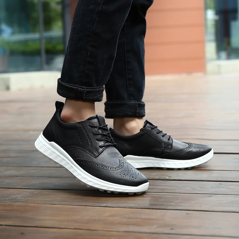 

Brand Men Leather Golf Shoes Classic Professional Golf Training Sneakers Black White Mens Golf Sport Walking Shoes 2021