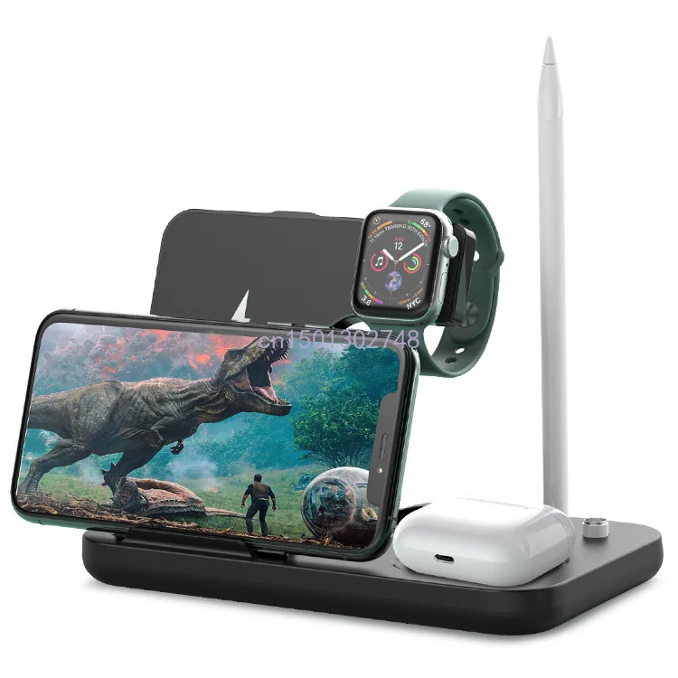 

Applicable to Apple Huawei Xiaomi 4-in-1 wireless charger 15W fast charge custom mobile phone bracket watch headset Android ios