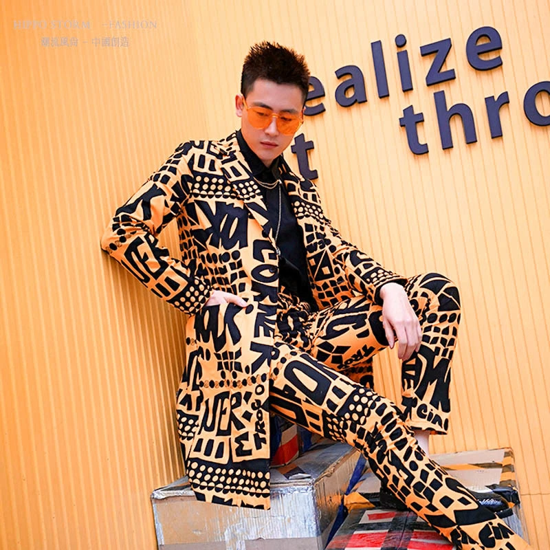 Мужской облегающий блейзер желтый костюм куртка для ночного клуба сценический