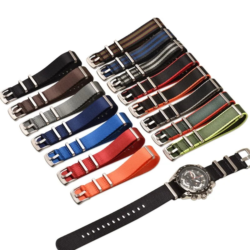 ZULU Strap Heavy Duty Nylon Watchband 18 20mm 22mm 24mm Stripe Canvas Replacement bracelet Wistband for Seiko Huawei IWC Watch