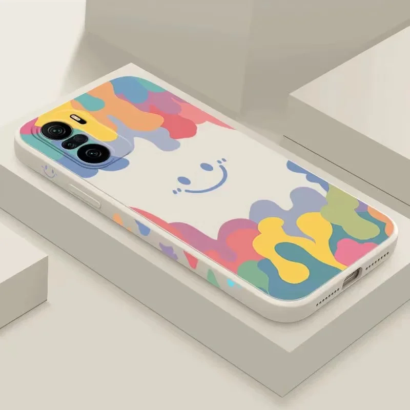 summer ice cream smile face phone case for xiaomi redmi note 8 7 pro 9a mi 10 10s 8 11 lite luxury cartoon square silicone cover free global shipping