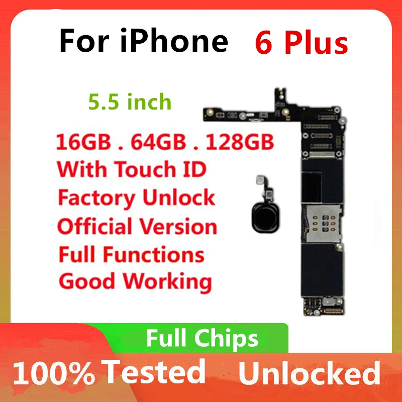 Логическая плата разблокированная для iPhone 6 Plus материнская с полными ЧИПАМИ IOS