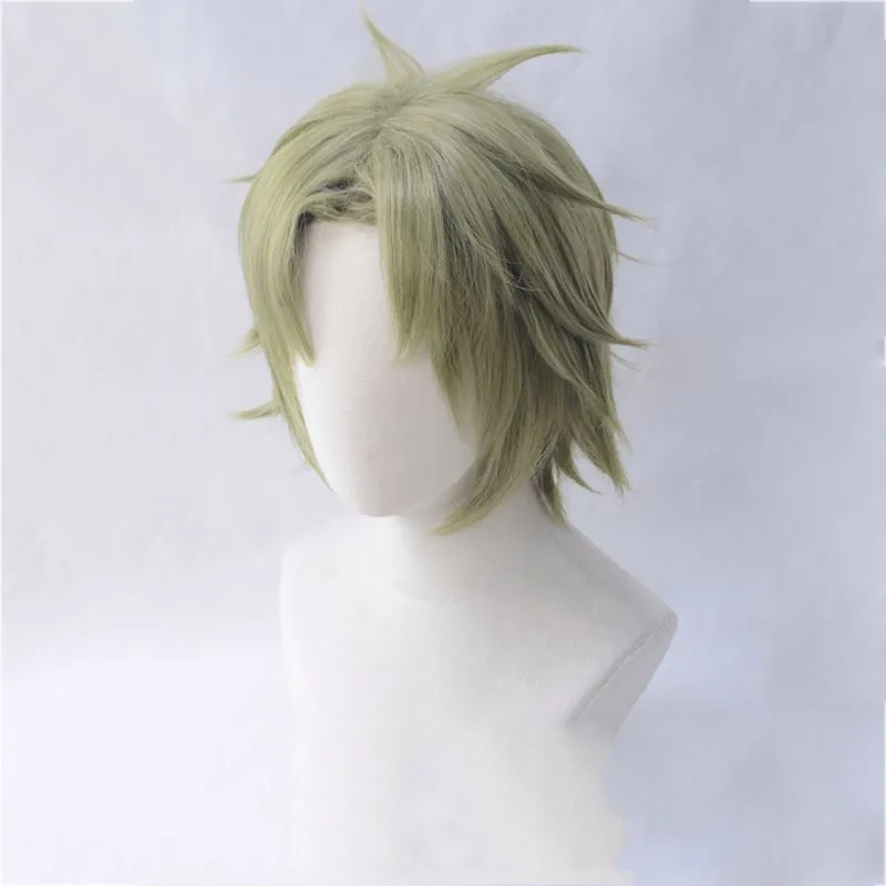Парик для косплея из синтетических волос с короткими зелеными волосами и