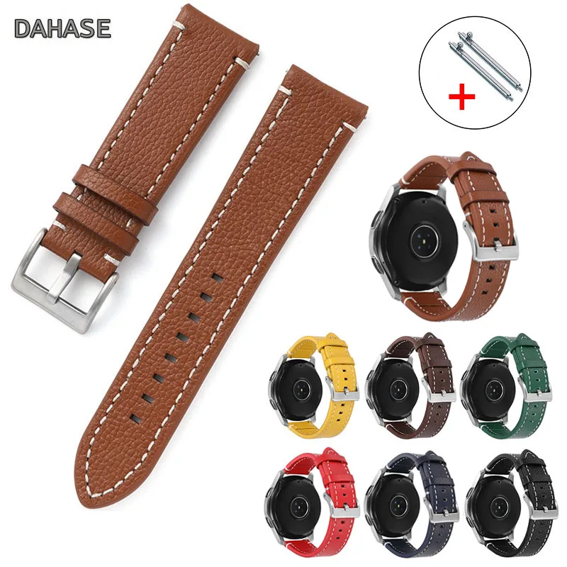 

18mm 19mm 20mm 21mm 22mm 24mm Watchband Soft Lychee Grain Genuine Leather Watch Band Wrist Strap Silver Metal Buckle Bracelet