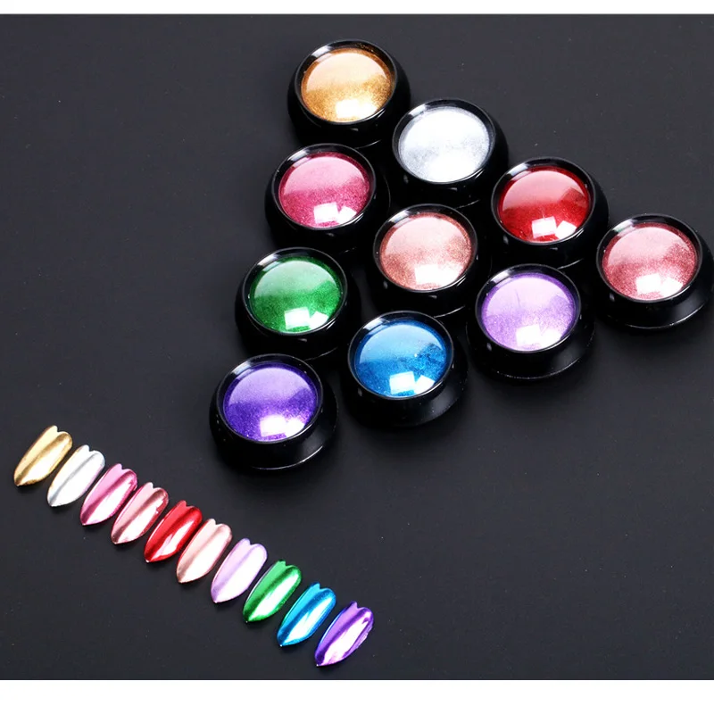 Зеркальная блестящая пудра для ногтей сияющая сухая акриловая пыль мерцающие