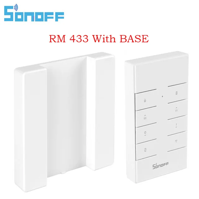 RM 433 with Base Интеллектуальный выключатель света SONOFF T2/T3 нам TX черный 1/2/3 RF 433 МГц RF пульт Управление Беспроводной Wi-Fi Сенсорный настенный светильник переключатель умный переключатель дистанционного Управление Google Home Alexa - Цвет: RM 433 with Base