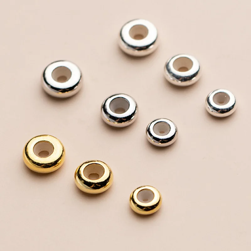 

2pcs/lot 925 Sterling Silver Wheel Shape Stopper Loose Beads 6mm 7mm 8mm Handmade Silicon Glue Spacer Beads DIY Jewelry Making