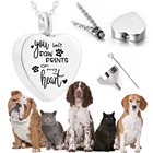 Ожерелье с урной на память питомца, ювелирные изделия для кремации, отпечаток собачьей лапы, кулон с пеплом, отпечаток левой лапы или мое сердце